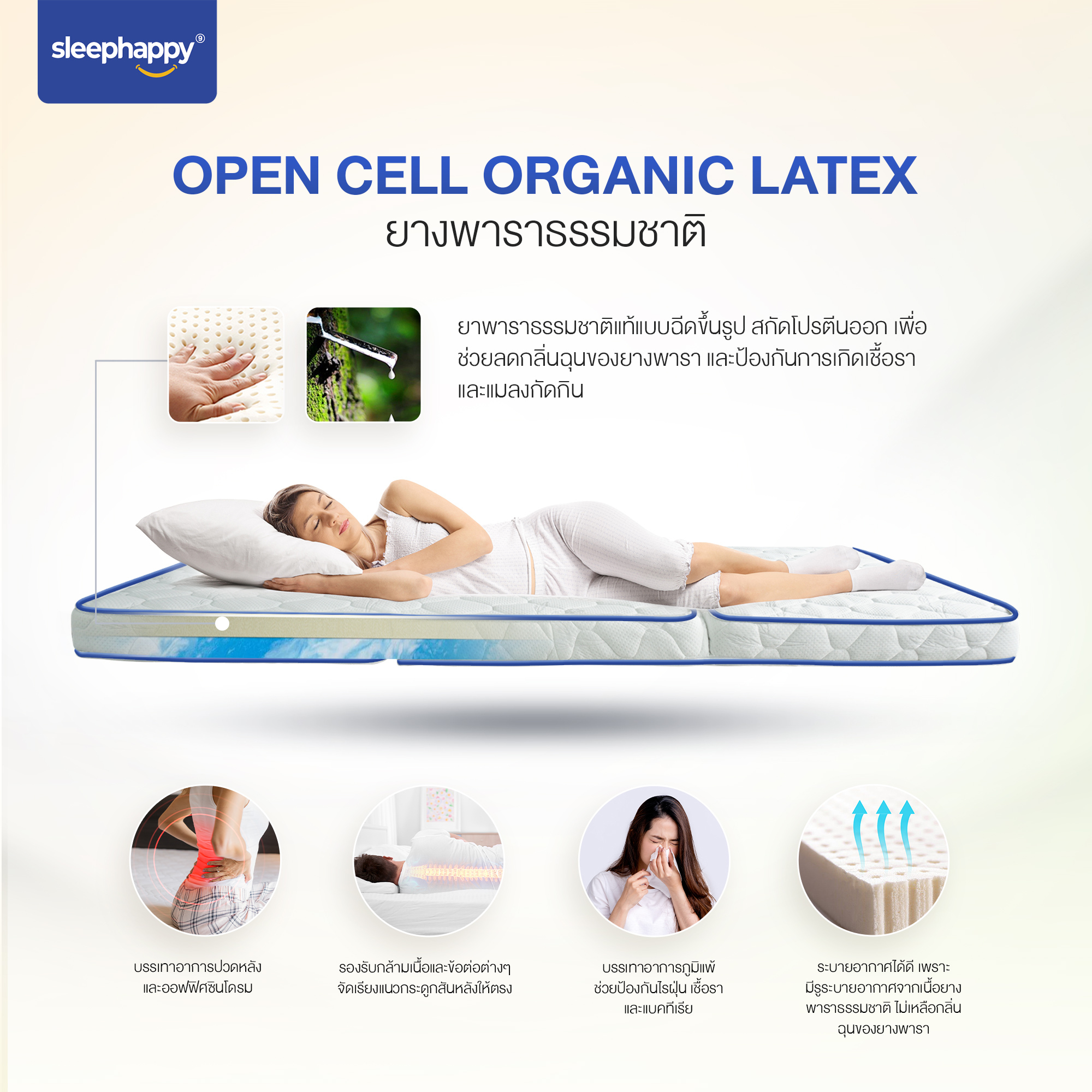 แผ่นรองนอน 6 ฟุต SLEEPHAPPY 3 FOLD LATEX TOPPER_5